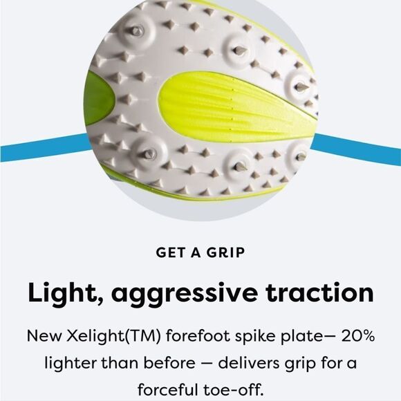 New Brooks Running ELMN8 7 Blue Glow cleat track running shoes unisex women 11.5 - Picture 9 of 12